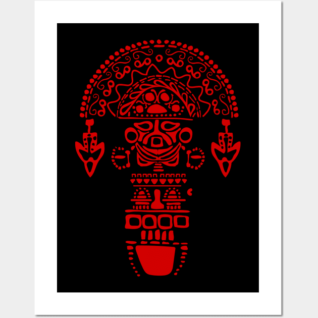 Peru - Tumi red design - Tribal art Wall Art by verde